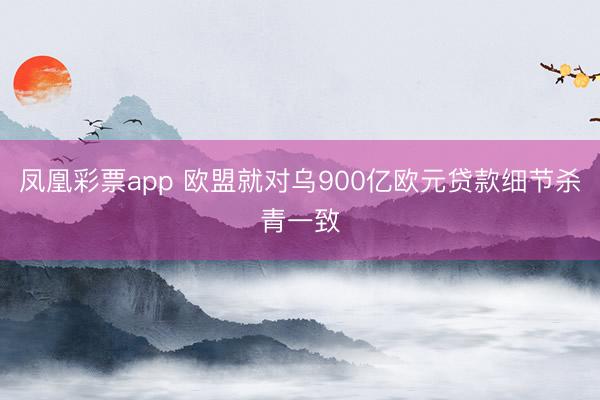 凤凰彩票app 欧盟就对乌900亿欧元贷款细节杀青一致