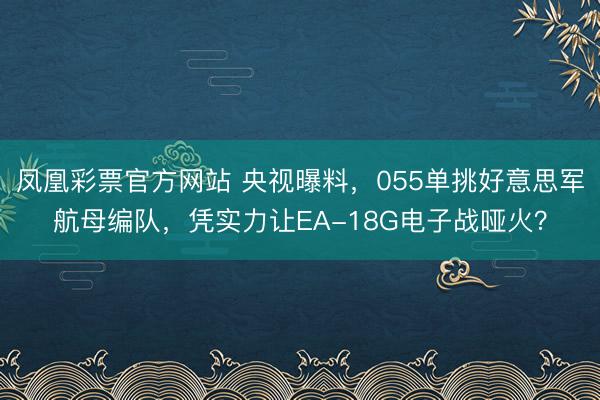 凤凰彩票官方网站 央视曝料，055单挑好意思军航母编队，凭实力让EA-18G电子战哑火？