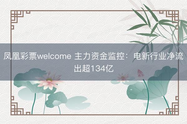 凤凰彩票welcome 主力资金监控：电新行业净流出超134亿