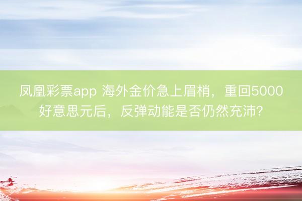 凤凰彩票app 海外金价急上眉梢，重回5000好意思元后，反弹动能是否仍然充沛？