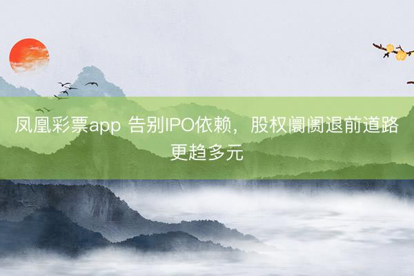 凤凰彩票app 告别IPO依赖,股权阛阓退前道路更趋多元