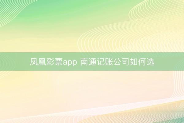 凤凰彩票app 南通记账公司如何选