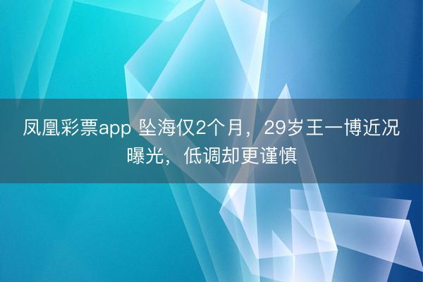 凤凰彩票app 坠海仅2个月，29岁王一博近况曝光，低调却更谨慎