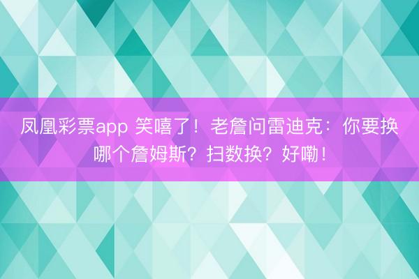 凤凰彩票app 笑嘻了！老詹问雷迪克：你要换哪个詹姆斯？扫数换？好嘞！
