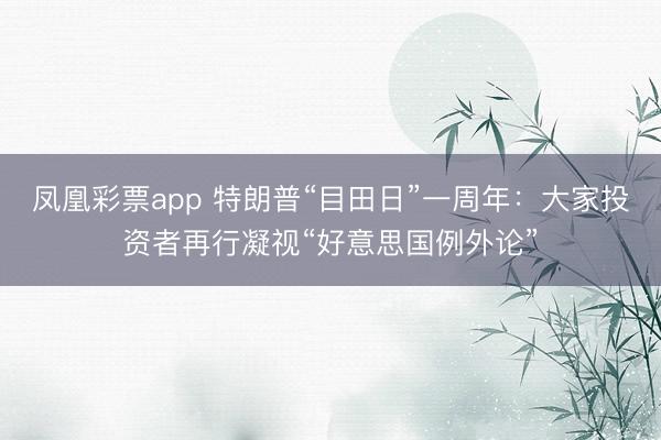凤凰彩票app 特朗普“目田日”一周年：大家投资者再行凝视“好意思国例外论”