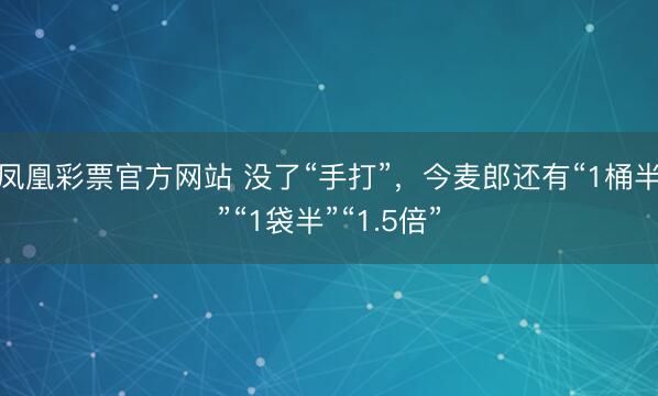 凤凰彩票官方网站 没了“手打”，今麦郎还有“1桶半”“1袋半”“1.5倍”