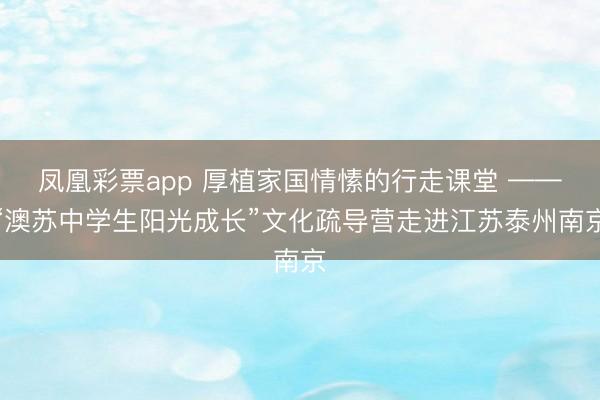 凤凰彩票app 厚植家国情愫的行走课堂 ——“澳苏中学生阳光成长”文化疏导营走进江苏泰州南京