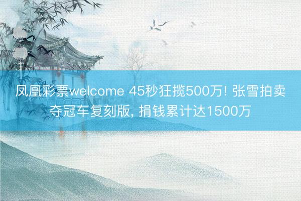 凤凰彩票welcome 45秒狂揽500万! 张雪拍卖夺冠车复刻版， 捐钱累计达1500万
