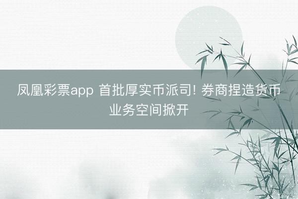凤凰彩票app 首批厚实币派司! 券商捏造货币业务空间掀开