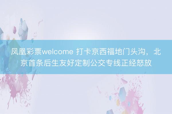 凤凰彩票welcome 打卡京西福地门头沟，北京首条后生友好定制公交专线正经怒放