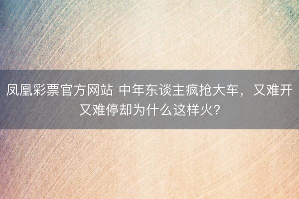 凤凰彩票官方网站 中年东谈主疯抢大车，又难开又难停却为什么这样火?