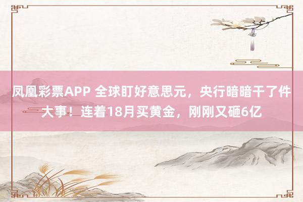 凤凰彩票APP 全球盯好意思元，央行暗暗干了件大事！连着18月买黄金，刚刚又砸6亿