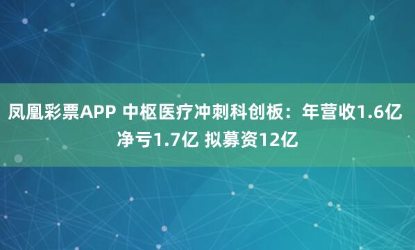 凤凰彩票APP 中枢医疗冲刺科创板：年营收1.6亿 净亏1.7亿 拟募资12亿