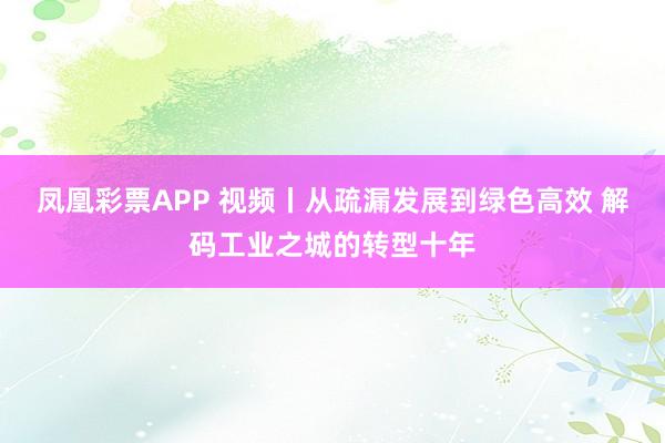 凤凰彩票APP 视频丨从疏漏发展到绿色高效 解码工业之城的转型十年