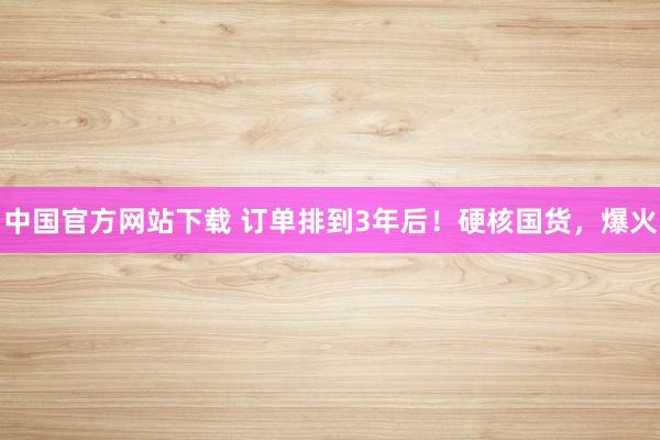 中国官方网站下载 订单排到3年后!硬核国货,爆火