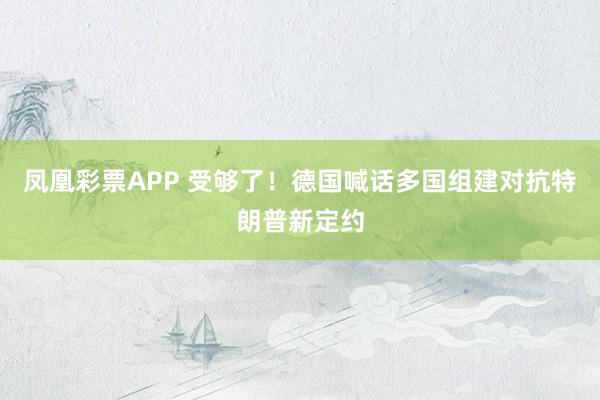 凤凰彩票APP 受够了！德国喊话多国组建对抗特朗普新定约