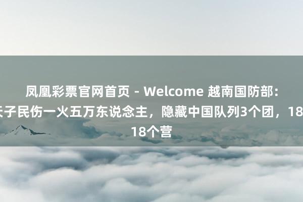 凤凰彩票官网首页 - Welcome 越南国防部：28天子民伤一火五万东说念主，隐藏中国队列3个团，18个营