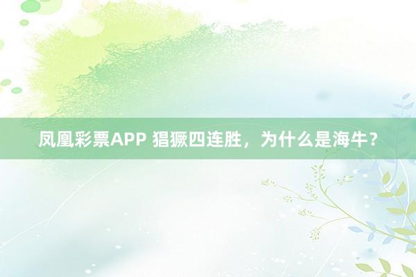 凤凰彩票APP 猖獗四连胜，为什么是海牛？