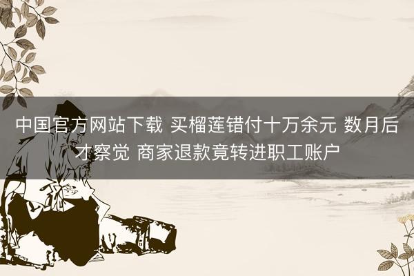 中国官方网站下载 买榴莲错付十万余元 数月后才察觉 商家退款竟转进职工账户