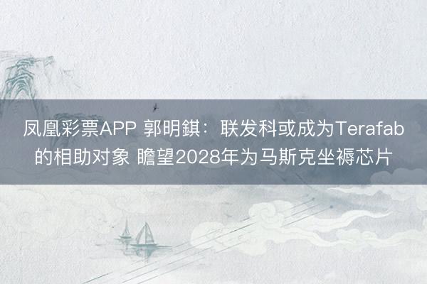 凤凰彩票APP 郭明錤：联发科或成为Terafab的相助对象 瞻望2028年为马斯克坐褥芯片