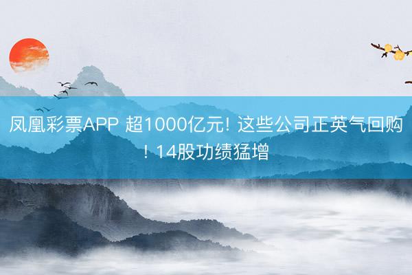 凤凰彩票APP 超1000亿元! 这些公司正英气回购! 14股功绩猛增