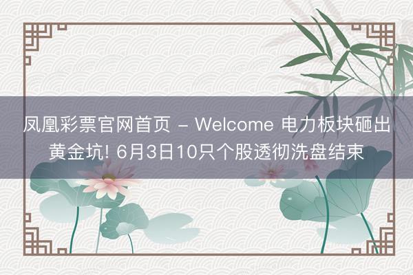 凤凰彩票官网首页 - Welcome 电力板块砸出黄金坑! 6月3日10只个股透彻洗盘结束