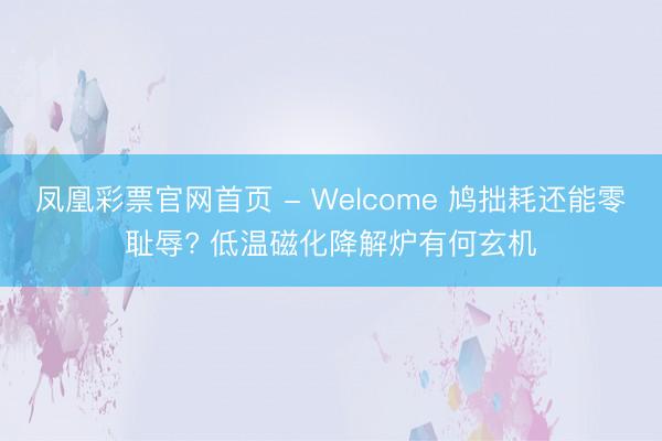 凤凰彩票官网首页 - Welcome 鸠拙耗还能零耻辱? 低温磁化降解炉有何玄机