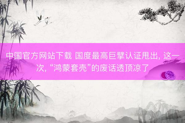 中国官方网站下载 国度最高巨擘认证甩出， 这一次， “鸿蒙套壳”的废话透顶凉了