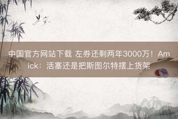 中国官方网站下载 左券还剩两年3000万！Amick：活塞还是把斯图尔特摆上货架